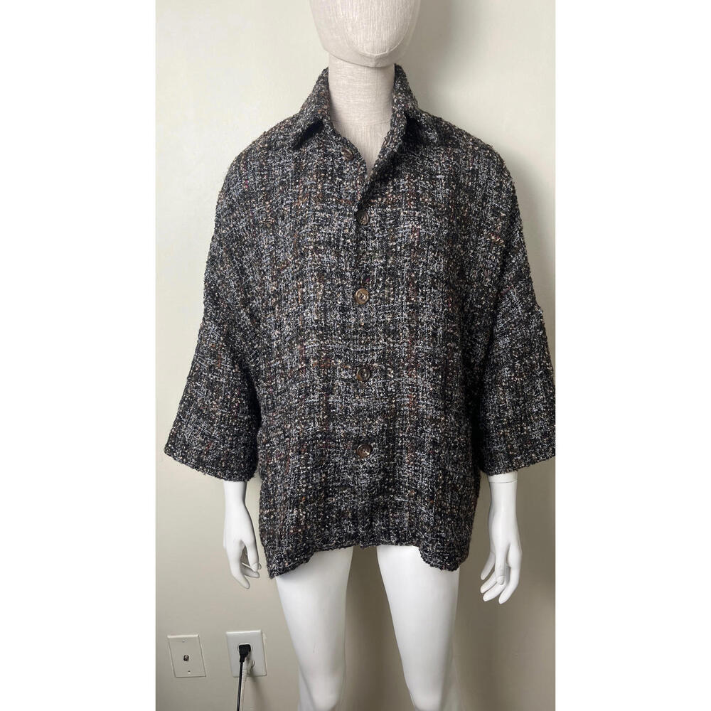 ESKANDAR SILK BLEN BOUCLE TWEED JACKET S